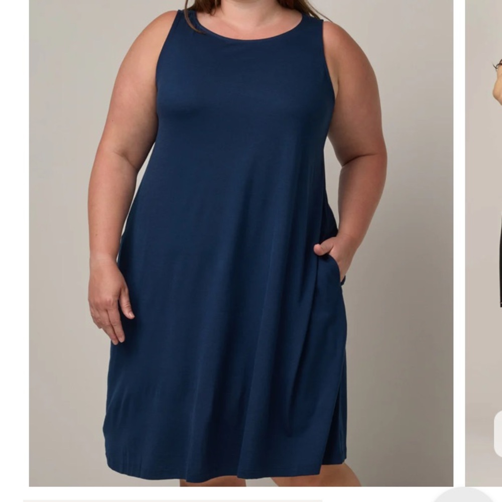 XS Long Camellia Tank Dress  - marine blue